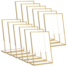 12 -punkt Gold Frame Uchwyt znaków akrylowych Uchwyt ślubny Numer Numer Uchwyt 4x6 cala pionowy 240318