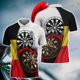 Herr t-shirts polo skjortor herrar för sommar roliga tryck korta slve 3d dart skivspelare casual lapel toppar hip hop hajuku överdimensionerade polo skjorta t240325