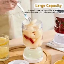 Food Jars Canisters Household air tank dry and wet kimchi separation tank with fork storage bottle food storage container kitchen sake dispenserL24326