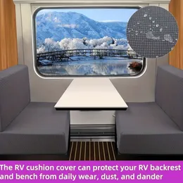 4pcs/مجموعة وسائد مقاومة للماء مقعد تمتد مقعد حامي الأثاث الأريكة القابلة للغسل لسيارة العربة RV (مسند الظهر يغطي 2 مقاعد البدلاء)