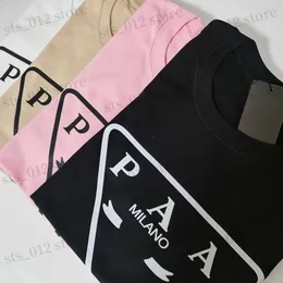 Mens TShirts Italy PAA brand Fashion cotton blend T Shirt Mens woman Clothing funny letter Printing patchwork color Casual jumper triangle Graphic sleeves jersey Te