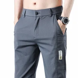 Herrenbekleidung Elastische Hosen Frühling Sommer Neue Slim Gerade Busin Weiche Hosen Klassische Fi Gemütliche Schwarz Grau Kamel Hose t6cx #