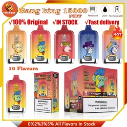 Original Bang King Digital Puff 15K Descartável E Cigarros Vapes Caixa 15000 Puffs com Tela Inteligente Bobina de Malha Recarregável Vaper 0% 2% 3% 5% vs 12000 12k Puffs 18k 20k