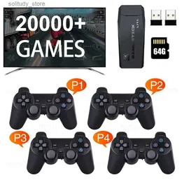 Portable Game Players 4K TV Game Stick Console 64G مع مشغلات الألعاب المدمجة 20000+المحمولة و 4 وحدات تحكم لوحة ألعاب لاسلكية Q240326