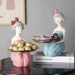 Figurine Ornament Bubble Girl Nordic Ins Creative Resin Living Room Entrance Key Small Objects Storage Decor 240322