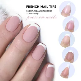 240pcs XS Almond French Tips Fake Nail Tip Short Coffin Matte Press on Nail Pre-french Colored Artificial Nails Extension 240318