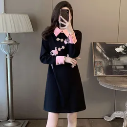 Schwarzes Superkleid im neuen chinesischen Stil für Damen-Frühlingskleidung, kleine Statur, Temperament und High-End-Feeling.Dieses Jahr sind schöne Kleider beliebt