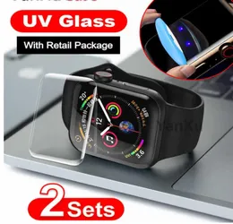 2PCS UV Glass Screen Protector for Apple Watch Series SE 6 5 4 40mm 44mm 3 2 1 42mm 38mm glue glue cover cover film1240603