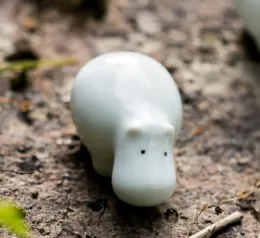 조각 55mm 중국 흰색 도자기 세라믹 동물 하마 작은 동상/차 애완 동물