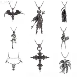 Подвесные ожерелья Новая ретро -панк -мифология стиль металлические двойные крылья дьявол Ангел Колье для мужчин Женщины Крутой очарование