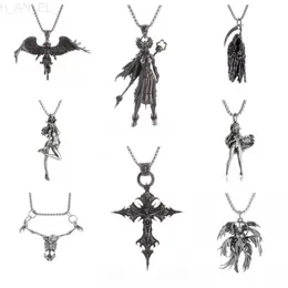 Anhänger Halskette Neue Retro Punk Mythologie Stil Metall Doppel Flügel Teufel Engel Anhänger Halskette für Männer Frauen cooler Charme Lucky Amulet Jewelryc24326