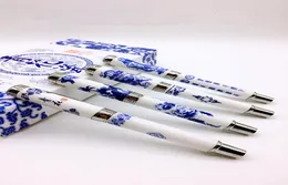 Vintage ejderha doğal seramik çeşme kalemi lüks kaligrafi üst düzey Çin mavi ve beyaz porselen iş hediye mürekkep kalemi har3525455