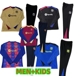 Novo conjunto de futebol 24/25 GAVI Barcelona 2024 2025 Terno de futebol FATOS DE TREINO Barcelonas Camisa de futebol de manga comprida Uniforme masculino LEWANDOWSKI Moletom de corrida