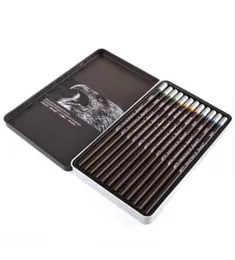 Superior 12Pcs Artist Soft Medium Hard Charcoal Pencil Metal Box Nontoxic Sketch Pencils For Drawing School Supplies6736223