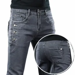 Бренд 2023 Новые поступления Джинсы Мужские качественные повседневные мужские джинсовые брюки Прямые облегающие темно-серые мужские брюки Yg Man Q8p0 #