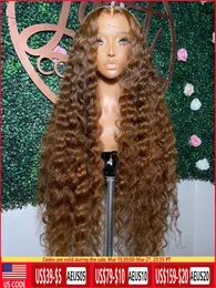 Шоколадно-коричневый 13x4 HD Кружевной фронтальный парик Кружева спереди Кудрявые вьющиеся парики из натуральных волос Прозрачный кружевной закрытие Вьющийся парик для женщин