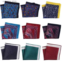 Handkerchiefs YISHLINEs Unique Mens Handle Pocket Square Mens Dot Paisley Printed Mens Chest Hanks Mens Set Accessories Y240326