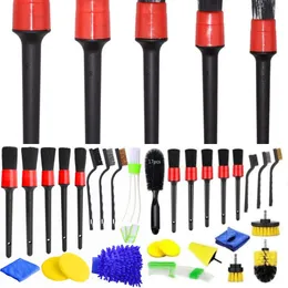 Update Car Detailing Brush Set Auto Interior Cleaning Tool Kit Washing Cleaner Accessories For Dashboard Leather Air Outlet Wheels Rim