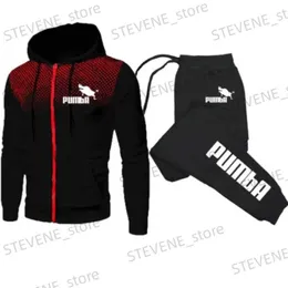 Tute da uomo PUMBA Set da calcio da uomo Cerniera Felpa con cappuccio + Pantaloni Due pezzi Tuta casual Abbigliamento sportivo maschile Palestra Abbigliamento di marca Tuta sportiva T240326