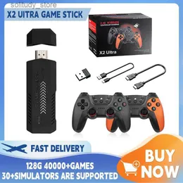 휴대용 게임 플레이어 X2 Ultra Retro Stick 내장 37000+게임 40 에뮬레이터 비디오 무선 콘솔 4K 고화질 TV 핸드 헬드 게임 플레이어 Q240326