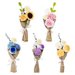Ręcznie robiono ręcznie wykonane przędza szydełka słonecznika stokrotka bukiet dekoracyjny ślub sztuczne kwiaty dekoracja domu