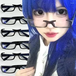 Óculos de sol cosplay meia armação óculos feminino preto espetáculo japonês anime óculos oval sem maquiagem simples óculos pogal decoração