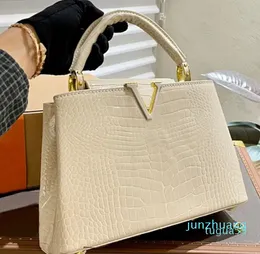 2024 padrão de crocodilo bolsa bolsa de couro moda letras alça removível dourado ferragem tote saco de compras múltiplas cores 27cm