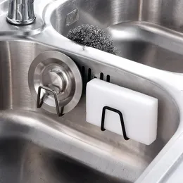 2024 Kitchen Sponges Holder Self Adhesive Sink Sponges Drain Drying Rack Stainless Steel Storage Holder Kitchen Sink Accessories