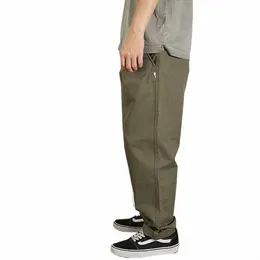 Jesień Nowy japoński retro ciężkie tkaninowe spodni dla szerokich nogawek 100% Cott Wed Casual luźne luźne proste, grube spodnie Y9YY#
