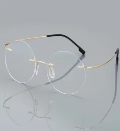 Antible Ray Rimless Rimless Gockes Men Men Women Round Titanium сплаво