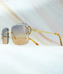 Gafas con corte diate para hombre y mujer lit sol de lujo sin montura tilo vintage1795541