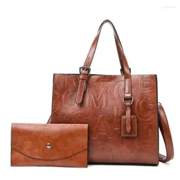 Evening Bags Fashion Women Pu Leather Handbags Large Capacity Travel Shoulder High Quality Ladies 2 Pieces Set Tote Messenger