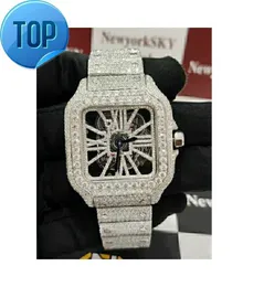 Nya topp lyxmärke mode smycken VVS Moissanite diamantbockad automatisk rörelse mekaniska handledsur för unisex gåvor