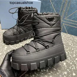 Pradoity Prax Praddas Boots Nylon Pada Gabardine Apres Ski Puffer Upperpstring Piattamine Rimovibile Piatti di rivestimento imbottito Piattaforme Triangolo Snow Snow Chun