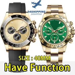 Mens Watch Designer Watches High Quality Watch 40mm Har funktion Diamond Classical Motion Automatisk Mekanisk klocka 904L Rostfritt stål Sapphire Sport Watch