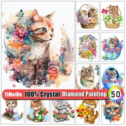 Stitch Yimeido 100% Crystal Diamond Pintura animal gato de gato Bag Diy Diamond Bordado de desenho animado Mosaico Arte artesanal Decoração caseira
