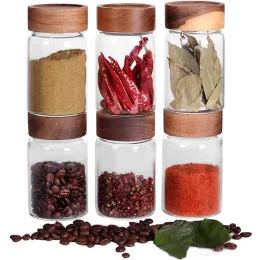 Kavanozlar 6pcs küçük cam baharat kavanozları, yüksek sızdırmazlık dişli ağız, 8.79oz /260ml*6, boş silindir baharat şişeleri, depolama kavanozları