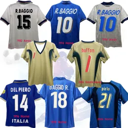 Camisa de futebol branca vintage Itália em casa e fora de manga curta 1982 1994 1996 1998 2006