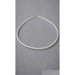 Naszyjniki z koralikami AAA 67 mm 18 Quot Mini Real Natural Akoya White Round Pearl Naszyjnik 14K Gold2759625 Upuszczenie biżuterii DHJSX DHJSX