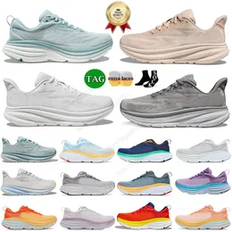 Bondi 8 One Clifton 9 mężczyzn Buty do biegania Sunlit Ocean de Blanc Sunlit Ocean Mist Mist Ice White Nowa moda Authentic Cloud Sneakers Big Size 13