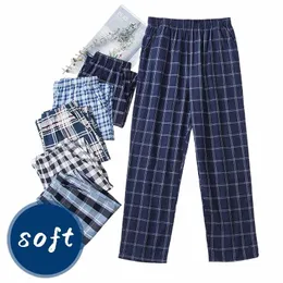 ナンジレンコット格子縞のadluts for adluts for home furnishing cott pounters cott pajama men Sleep Bottom Home Wear S0V8＃