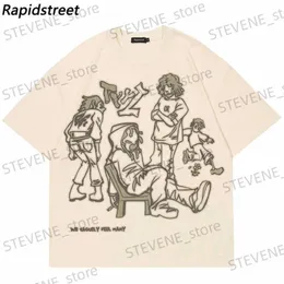 T-shirt da uomo 2023 Harajuku Cartoon Girl Cat giapponese Kanji Graphic T Shirt Strtwear T-shirt da uomo estiva corta Slve Tshirt Top Ts unisex T240325