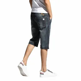 Roupas masculinas 2024 shorts masculinos na altura do joelho calças quentes capris masculino denim shorts homens estiramento shorts jeans bermuda preto cinza azul p5ay #