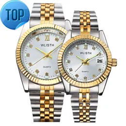 Nowa para luksusowa marka Waterproof Moissanite zegarki Kobiety Business Mężczyźni oglądają kwarcowe kochanki zegarki relojes para parejas