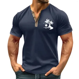 Herr t-skjortor skjorta elegant mode tryckt för män combo v-hals korta ärmar sommarblus slimfit camisas de hombre