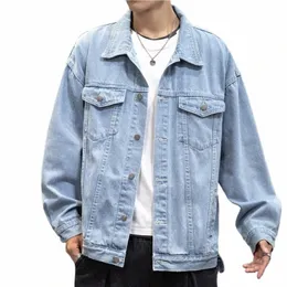 nuova giacca di jeans da uomo vintage Jean cappotti streetwear Fi Jean Jacket da uomo Turn Down Collar Capispalla in denim Cott Bomber Jacket B3PU #