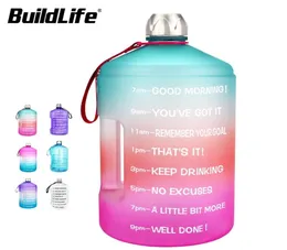 BuildLife 1 galonowa butelka z wodą z markerem czasowym 378L 22L 13L 128 unz 73 unz 43 unz BPA Plastikowe sporcie sportowe 201215772553