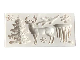 Corated útil árvore de natal elk floco de neve molde de silicone chocolate geléia cozimento molde açúcar artesanato ferramentas fondant bolo decorating1459783