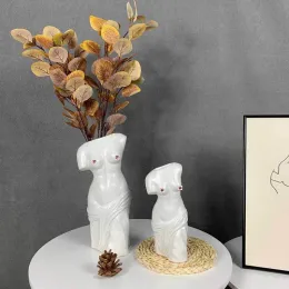 Vasos preto e branco vaso de cerâmica abstrato feminino corpo arte design escultura vaso decoração para casa plantador vaso de flores ornamentos