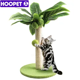 Scratchers HOOPET Kleiner Kratzbaum, grün, Kokosnussbaumform, Katzenkratzbaum für Katzen, Kätzchen, Katzenturm mit Ball, Kratzbaum für Hauskatzen